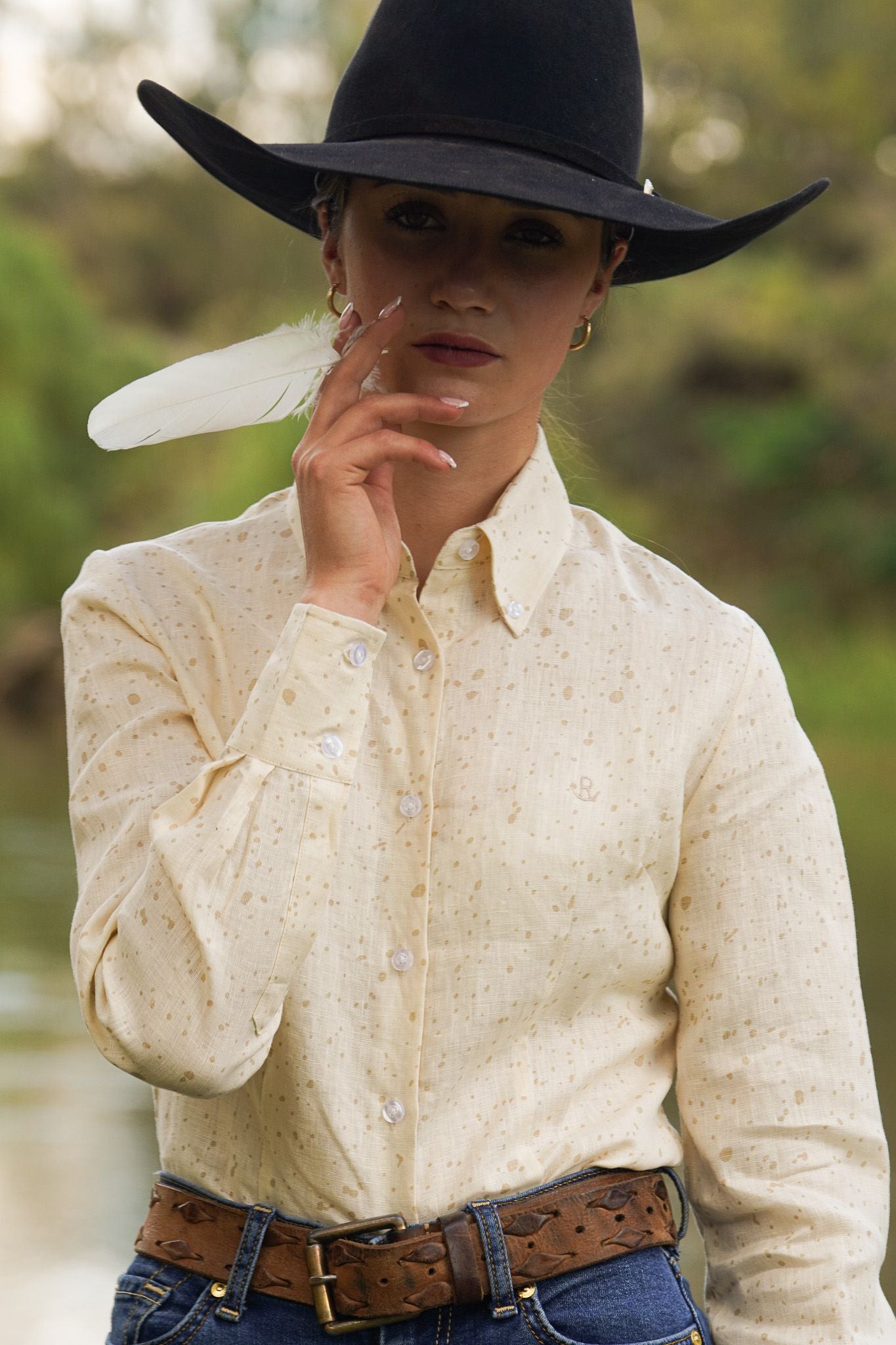 Linen Beige Splash Gal ~ Slim Fit image 4