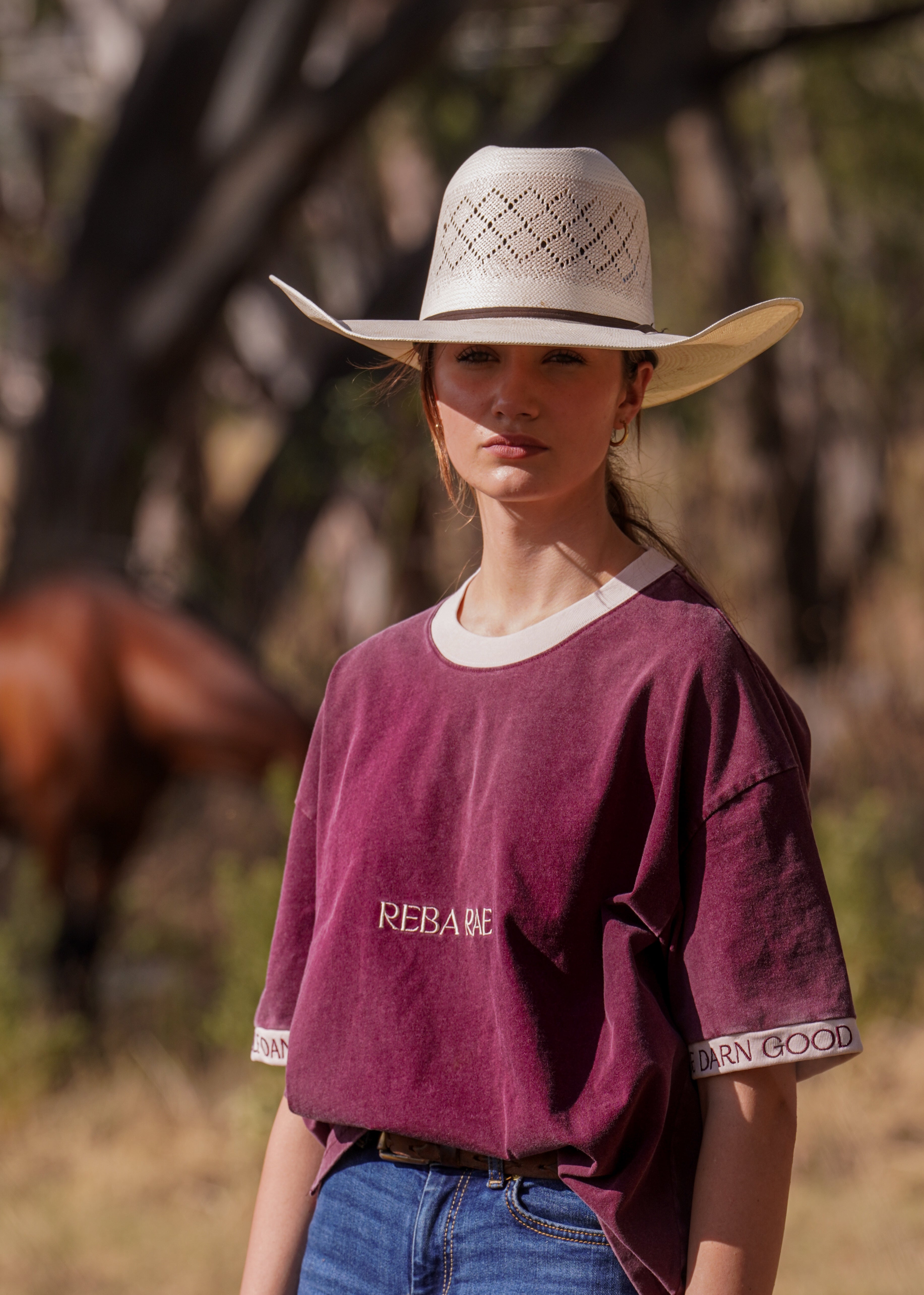 PRE ORDER - Oversized Reba Rae Maroon Tee - Expected to ship mid to late Feb 26 image 2