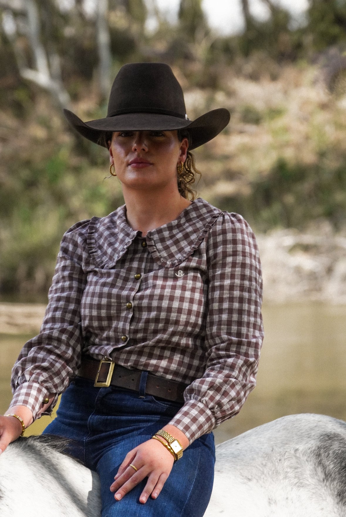 Chocolate Check Fun Collar Gal - Relaxed Fit image 2