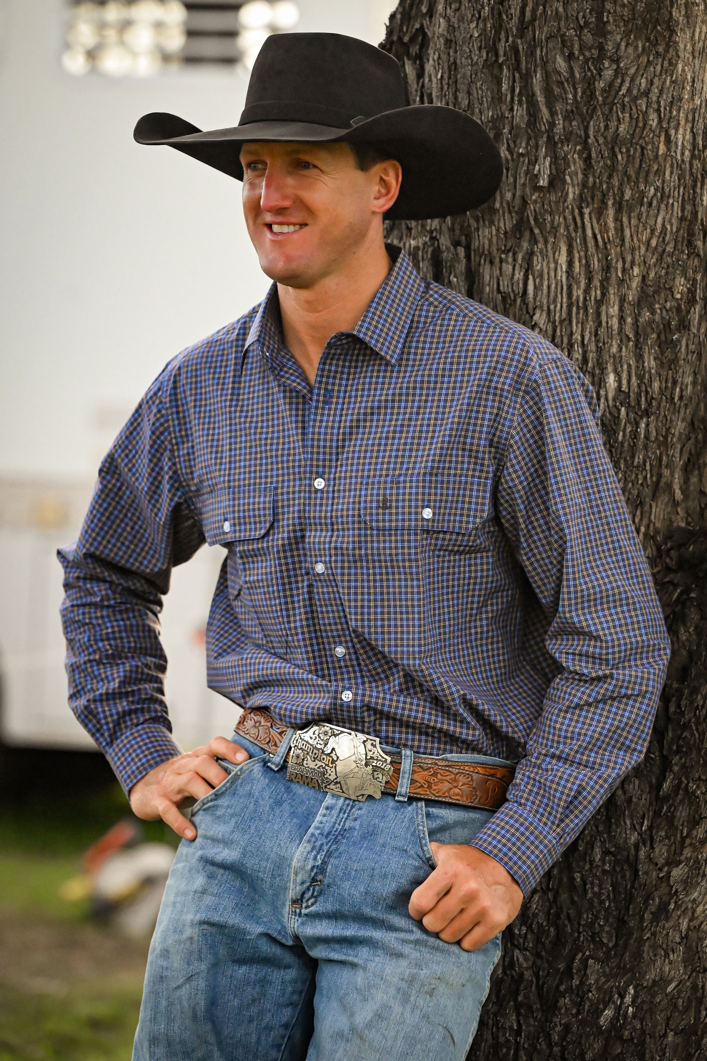 Lads Shirt - Blue and Tan Check image 0