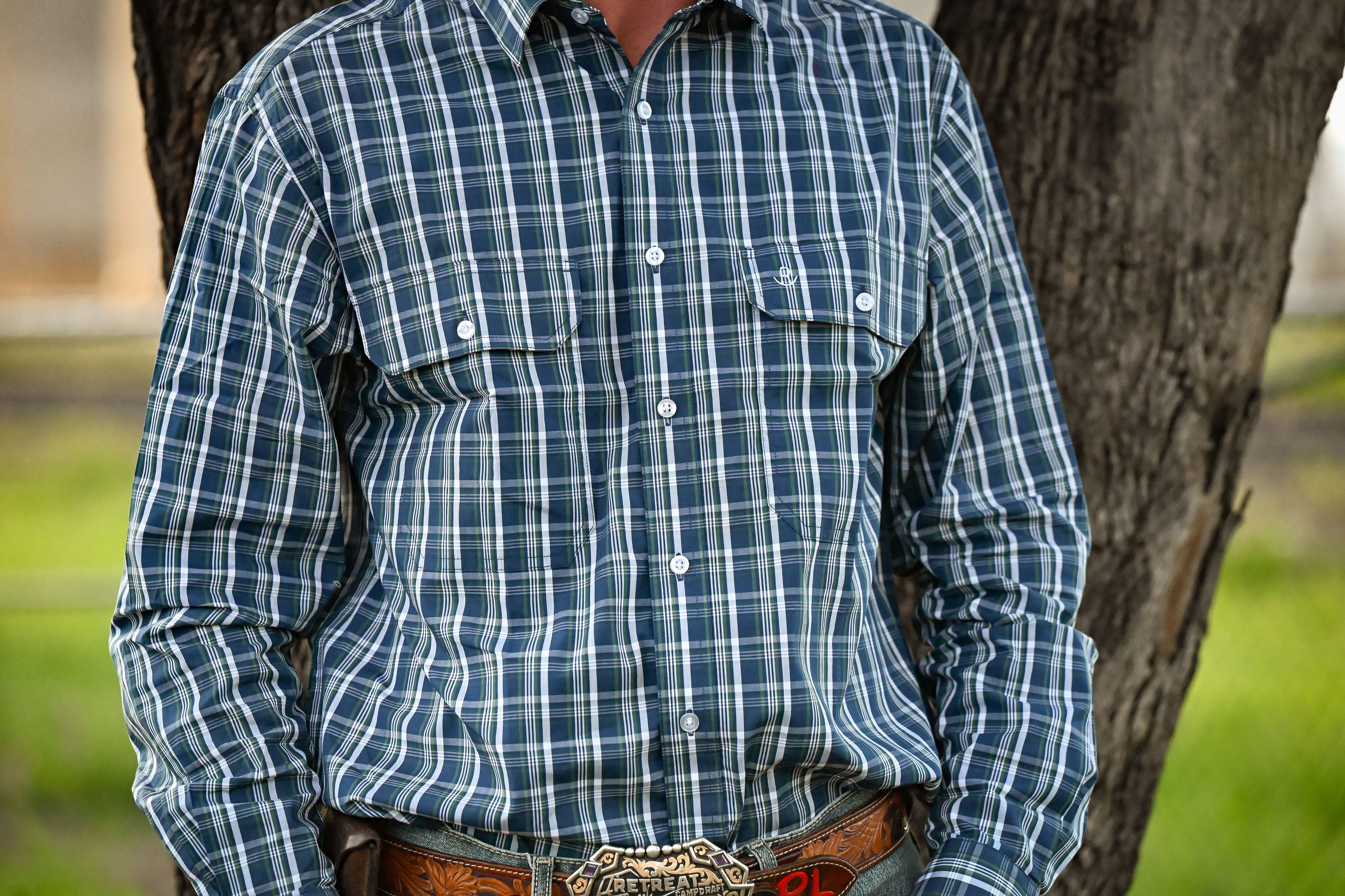 Lads Shirt - Green and Blue Plaid image 1