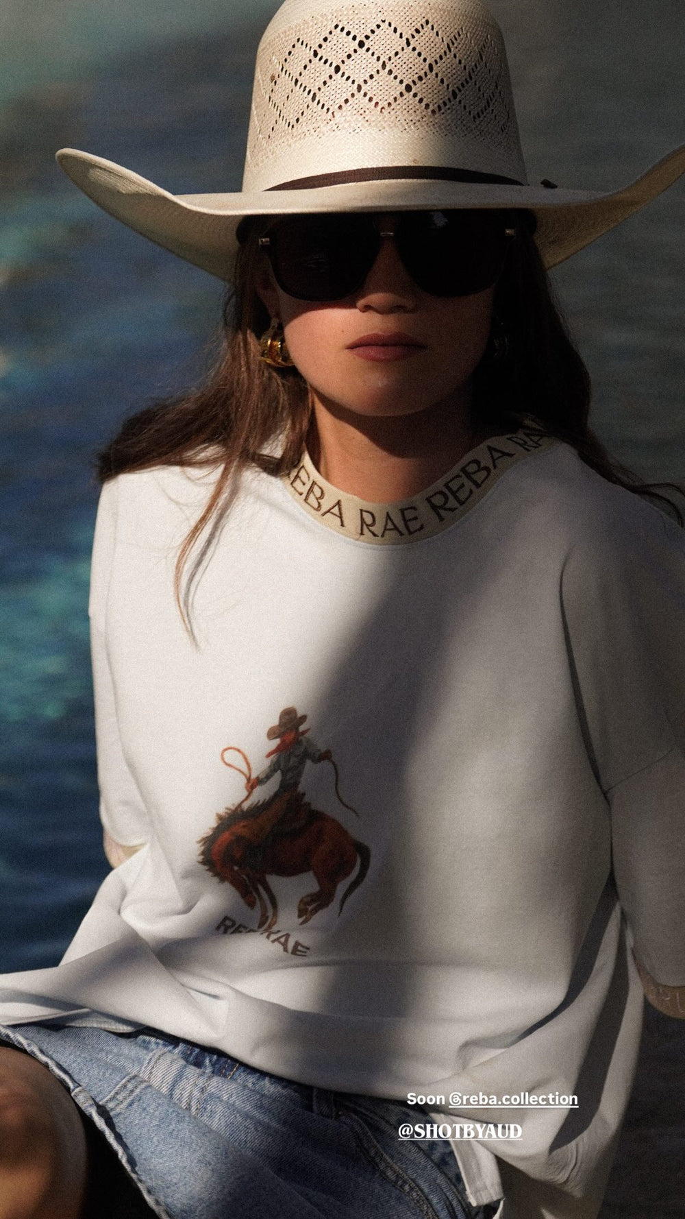 Oversized Reba Rae Blue Cowboy Tee